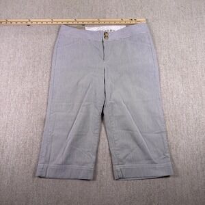 Dockers Metro Capri Calf Length Pants Womens 10 Gray Striped Cotton Casual